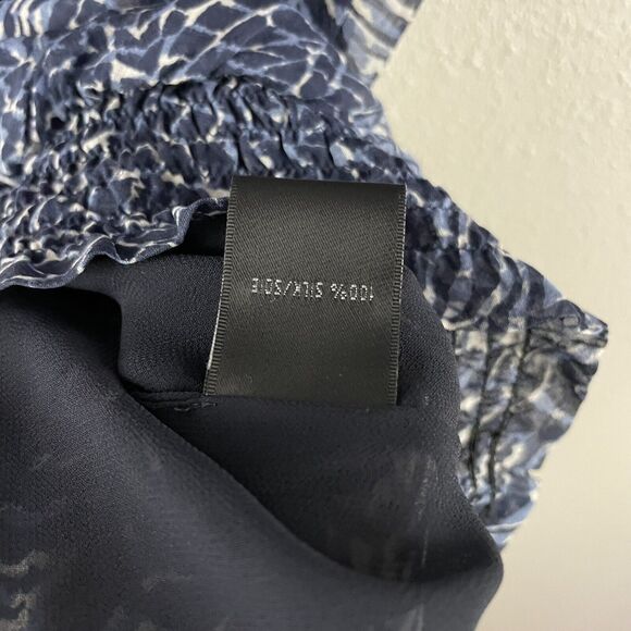 Lafayette 148 Womens 100% Silk Printed Smocked Hem Off The Shoulder Blouse - Picture 6 of 8